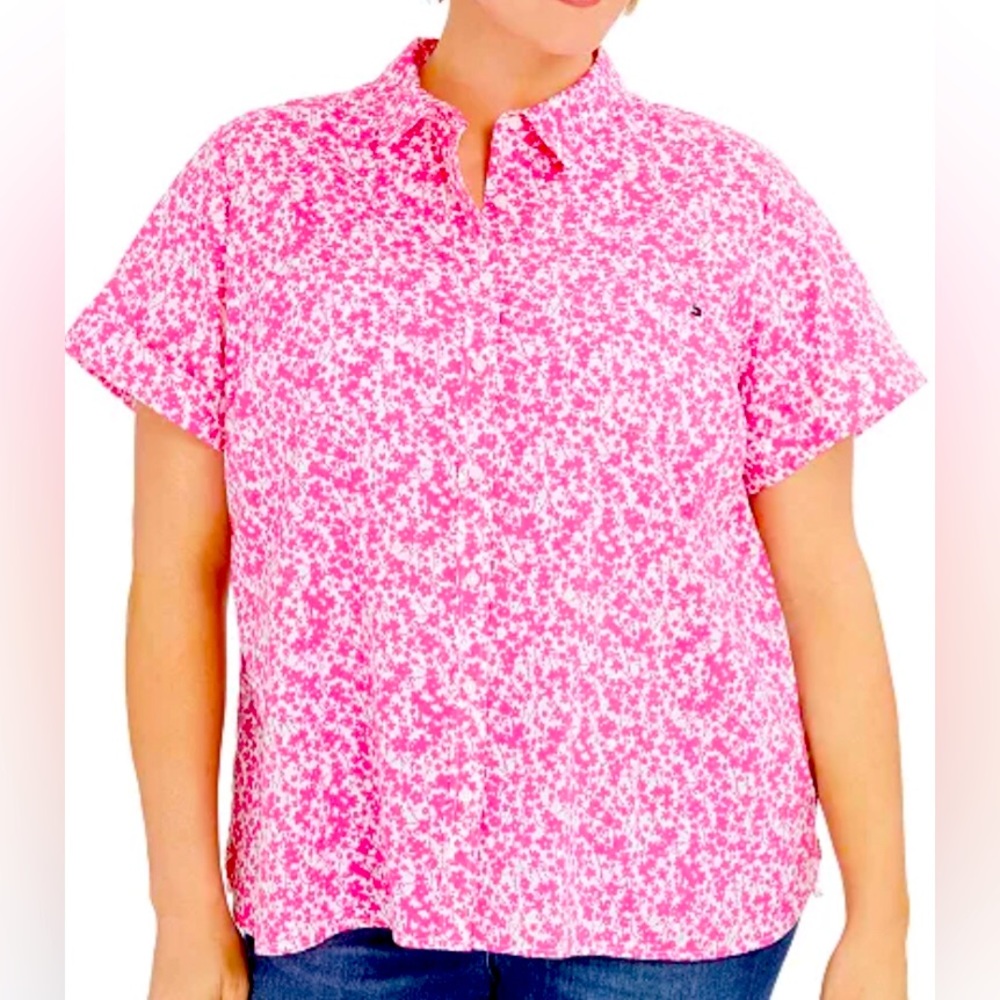 Tommy Hilfiger pink floral camp shirt NWT - Size 2x